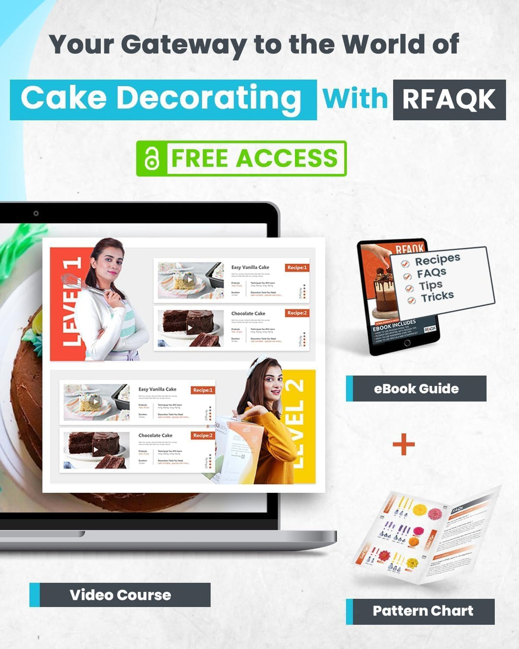 RFAQK 74-Piece Cake Decorating Kit - Icing Piping Bags & 48 Numbered Tips, Anti-Burst Design, Includes Booklet & E-Book