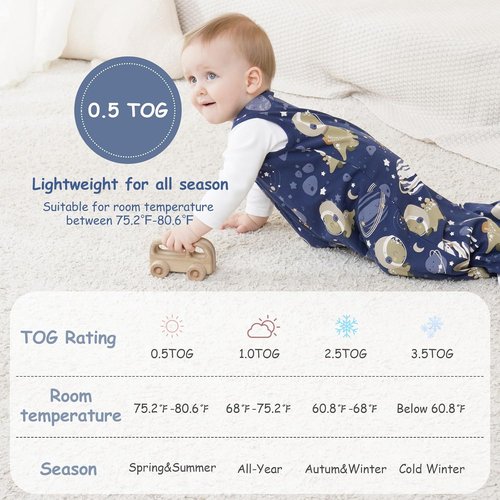 Looxii Baby Sleep Sack - 0.5 TOG 100% Cotton Wearable Blanket | 3-Pack Toddler Sleeping Bag (12-18 Months)