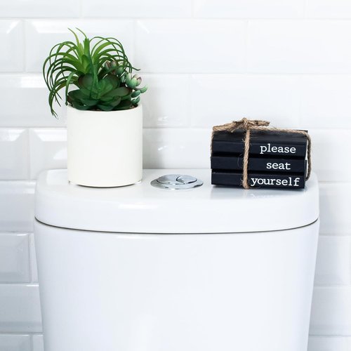 Farmhouse Bathroom Decor - Rustic Mini Wooden Books for Charming Restroom Accent - Black