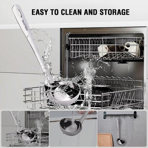 HIFIND Large Ladle Spoon 10.6 Inches Stainless Steel, Heavy Duty Mirror Polished Cooking Utensil, Dishwasher Safe, Kitchen Serving Tool, Rust-Resistant Metal Unique Soup Spoon
