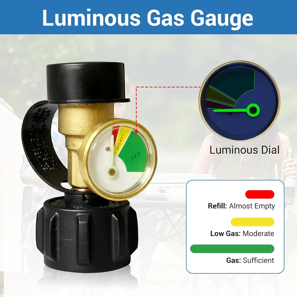 Propane Tank Gauge - 2 Pack LP Gas Level Indicator for 5LB-40LB Tanks | Universal Fit for BBQ Grills, RVs, Heaters