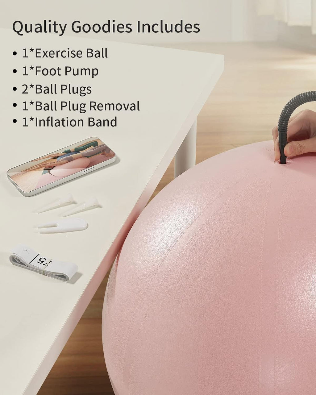 YOTTOY Anti-Burst Exercise Ball - Extra Thick Yoga & Fitness Ball for Pregnancy and Therapy