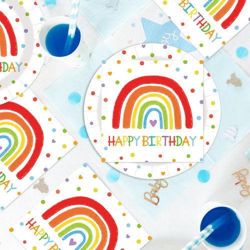 LDFDRT 40 Pcs Happy Birthday Party Dinner Dessert Plates and Napkins Sets 9" Paper Plates and 6.5" Napkins Party Supplies Tableware Decoration For Birthday Picnic