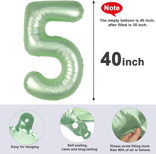Balloon Numbers | 40 Inch Olive Green 5 Balloons for 5th Birthday & Wedding Decor