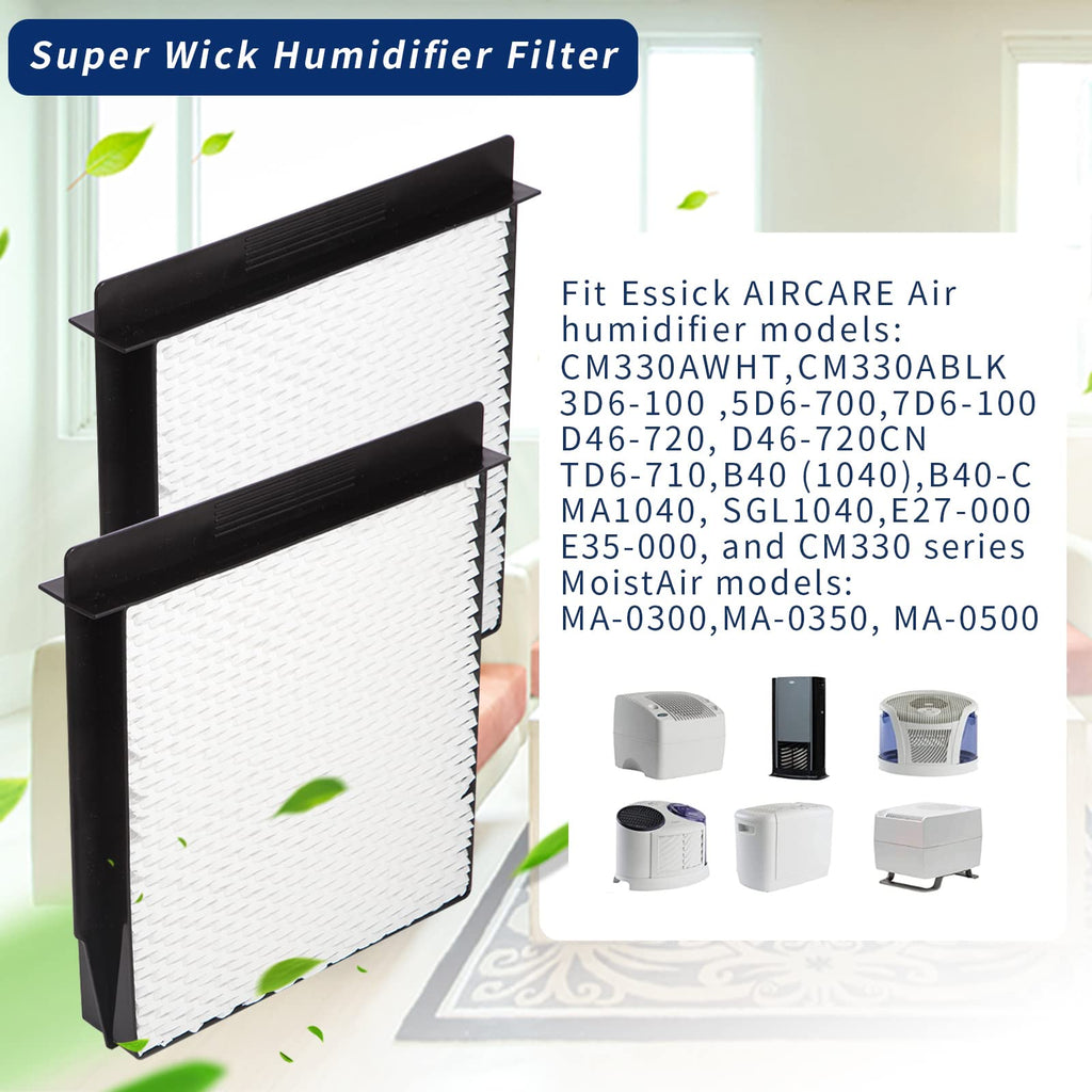 1040 Essick Humidifier Wick Filter for AIRCARE Air Humidifier B23 DP3 B40 B40-C 3D6-100 5D6-700 7D6-100 B23-710 B23-810 D46-720 CM330 500 700 3000 series Fit MoistAir models: MA-0300 MA-0500 - 4 Pack