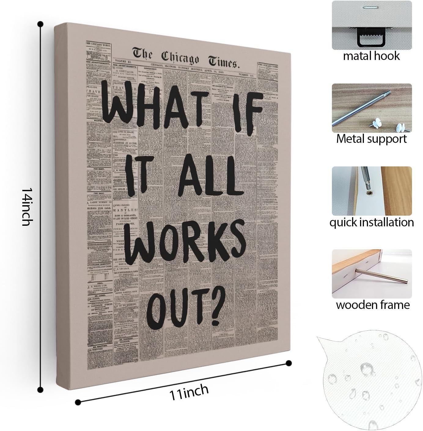 Skiennix Inspirational Wall Art - Motivational "What If It All Works Out" Print | 11x14 Inch Framed Decor for Home & Office