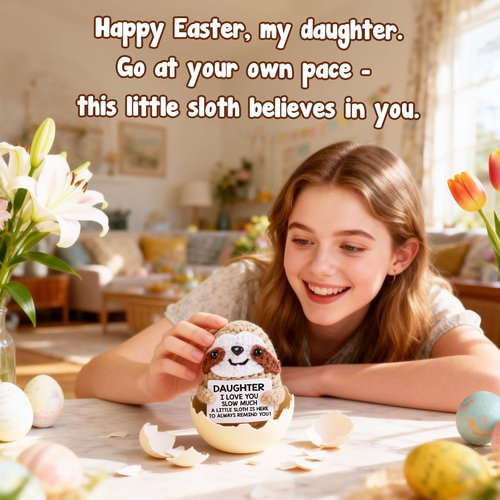 MBL Easter Teen Girl Daughter - Easter Basket Stuffers for Daughters Teens Girls Kids, Crochet Sloth Mother's Graduation Birthday Trendy Stuff Gift for Kid 16 Years Old Teenager Girl from Mom Dad