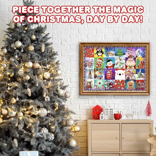 ArtCreativity Christmas Advent Calendar Puzzle 2025-1000 PC Advent Jigsaw Puzzle with 24 Day Countdown to Christmas - Kids Holiday Puzzle Advent Calendar 2025
