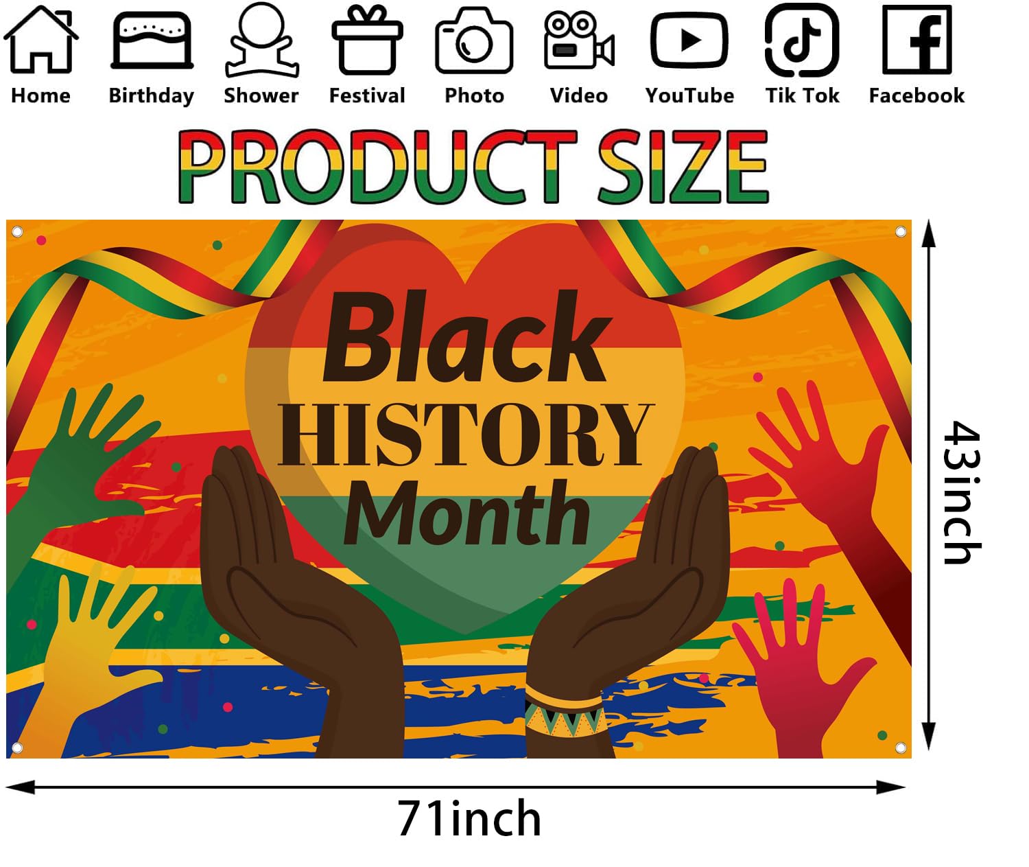 Black History Month Backdrop African American Black History Month Wall Posters Hanging Banner Black History Month Decorations Party Supplies