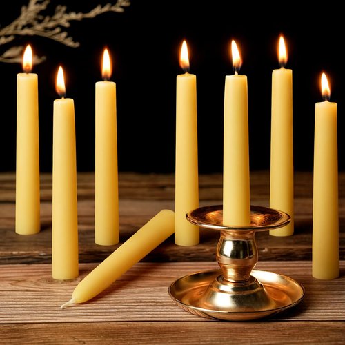 8 Pack Natural Beeswax Spell Candles-6in Beeswax Taper Candles-6 Hour Burning Short Candle Sticks Smokeless Bees Wax Candles for Home,Chime,Meditation,Ritual