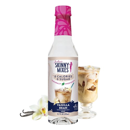 Jordan's Skinny Mixes Sugar Free Coffee Syrup - Vanilla Bean Flavoring for Lattes & Baking, 12.7 Fl Oz