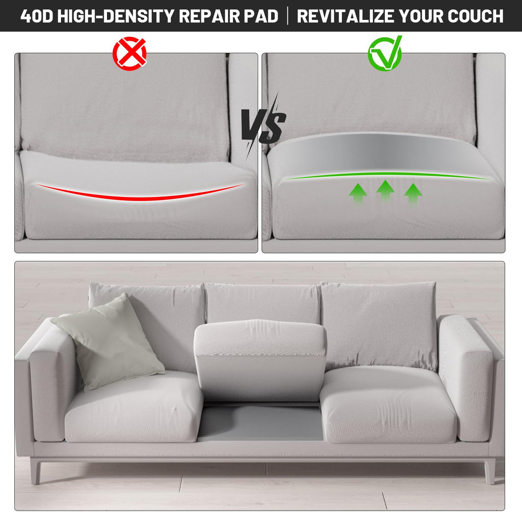 Spongiduits Couch Cushion Support for Sagging Seat, 20"x20"x2" 40D High Density Curved Foam Sofa Cushion Support, Under-Cushion Sag Repair,Grey Set of 2