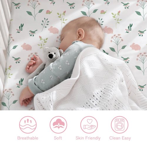 Little Grape Land Crib Sheets - Super Soft 2-Pack Fitted Sheets for Standard Crib & Toddler Mattress (Little Bunny)