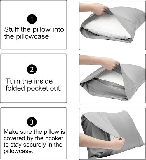 FLXXIE Pillow Cases - Soft Microfiber Standard Size Pillow Covers | Wrinkle & Stain Resistant, 2-Piece Set, Smoky Grey 20x26