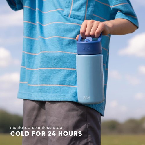 Simple Modern Kids Summit Water Bottle with Straw Lid | 14oz Stainless Steel Cup Insulated Tumbler Tumbler for Boys, School | Monster Truck Rally