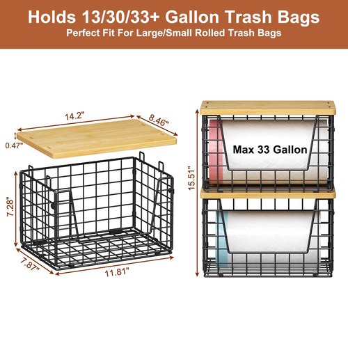 keomaisyto Stackable Wire Baskets, 2-Pack - Kitchen & Pantry Organizers for Potato, Onion Storage, Heavy-Duty Metal Storage Bins for Fruit, Vegetable, Snack, Can