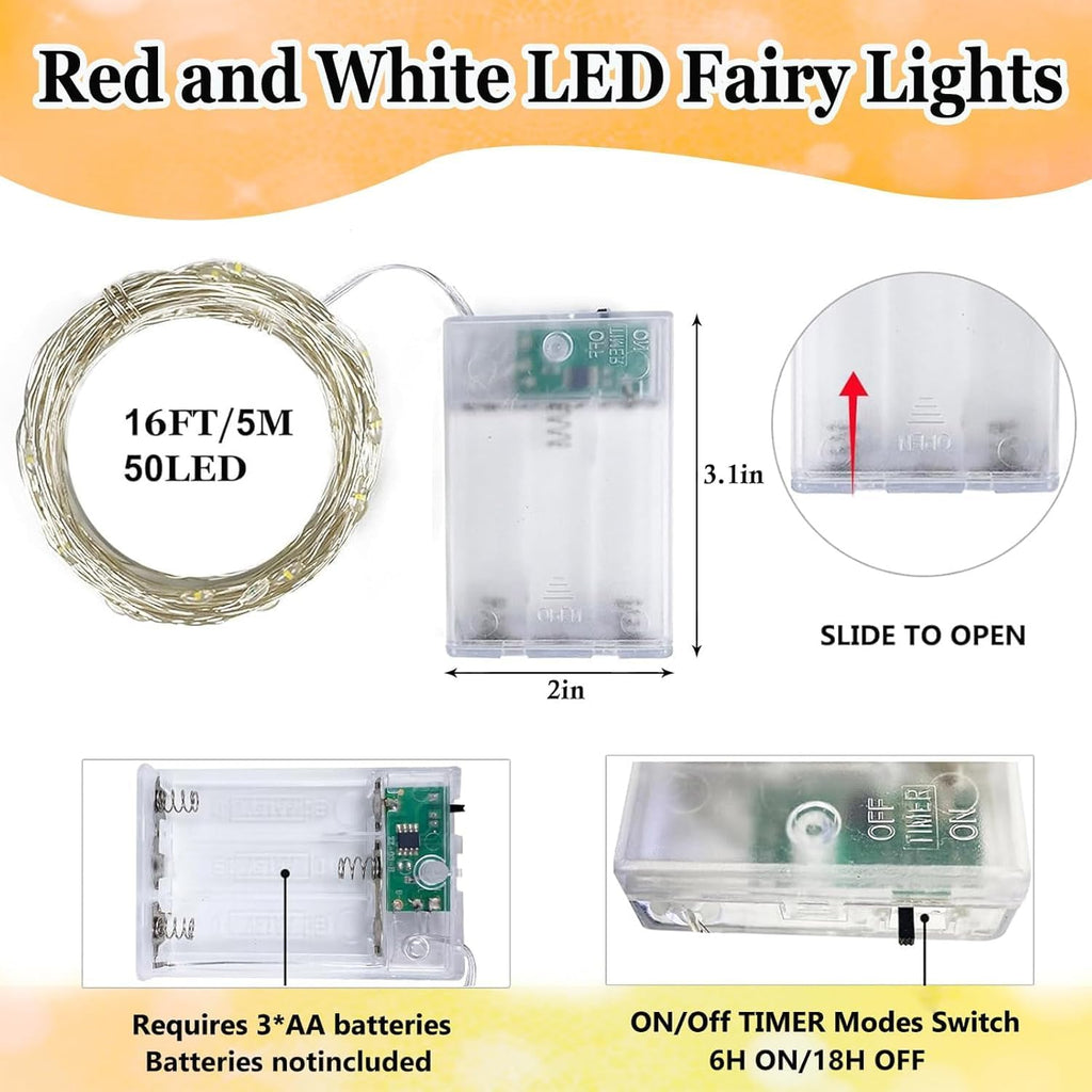 Skiennix 50 LED Fairy Lights - Waterproof 16FT Battery Operated String Lights with Timer | Perfect for Indoor & Outdoor Decor, Christmas & Parties