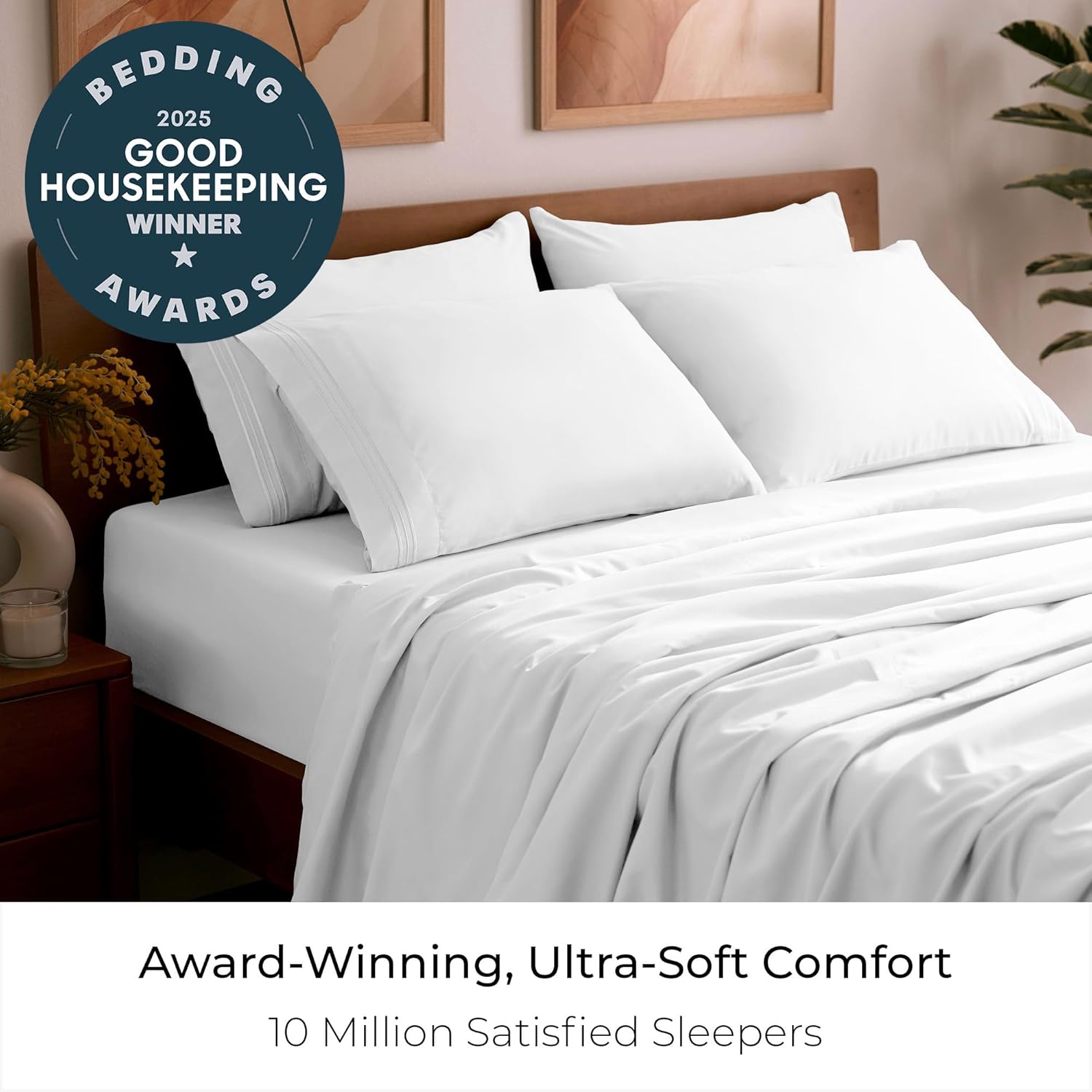 Mellanni King Sheet Set | 6-Piece Iconic Collection - Extra Soft, Cooling, 16-Inch Deep Pocket - White