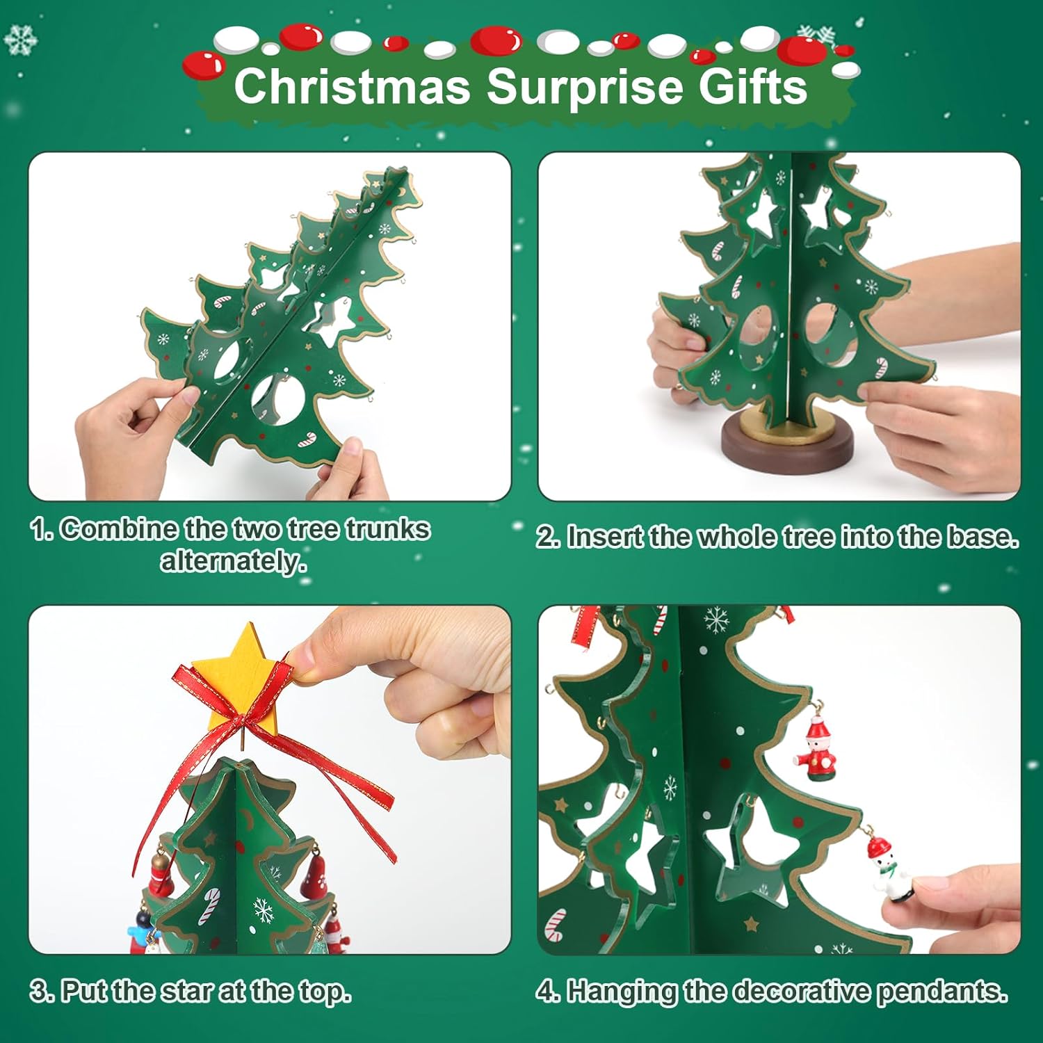 ZEEYUAN Christmas Advent Calendar - 24-Day Countdown Decoration for Kids | Festive Tabletop Decor 2025