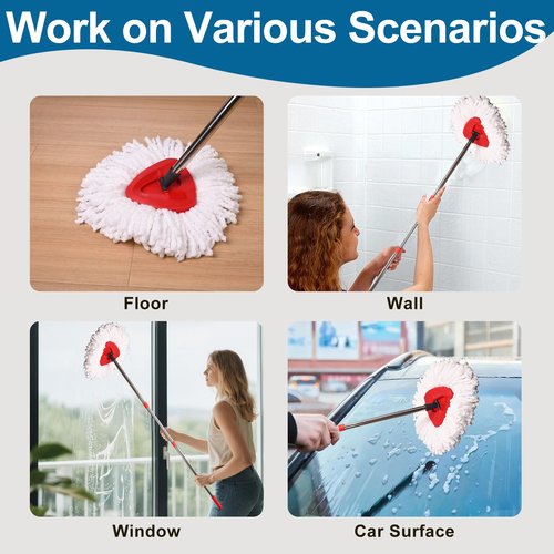 Jikefa 4 Pack Mop Heads Replacements, Compatible with O Cedar Easywring 1-Tank System Easy Wrin Spin Mops, Triangle Swivel Microfiber Mops, Washable & Easy to Replace