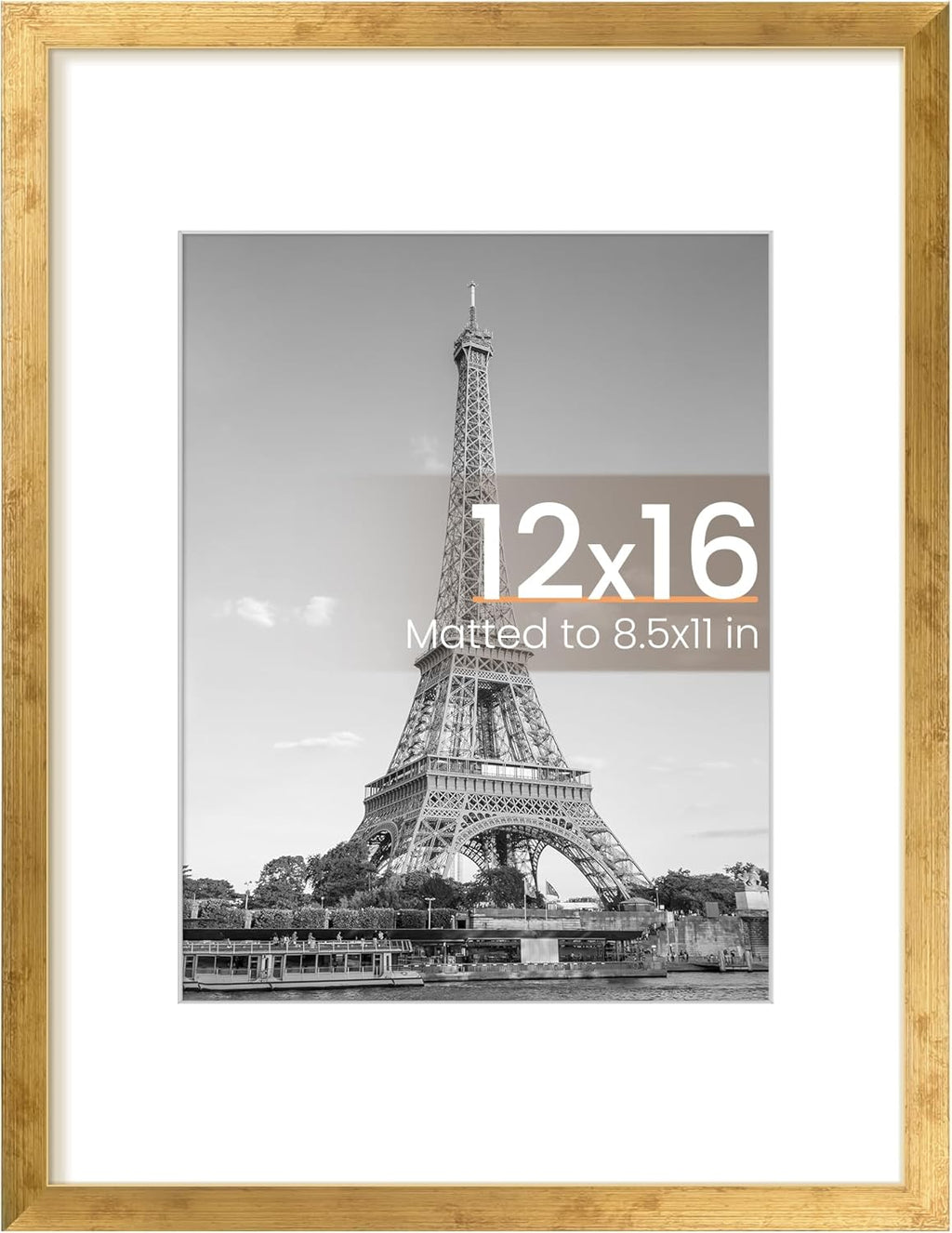 Upsimples 12x16 Picture Frame - Display 8.5x11 Photos with Mat or 12x16 Without Mat - Bronze Finish