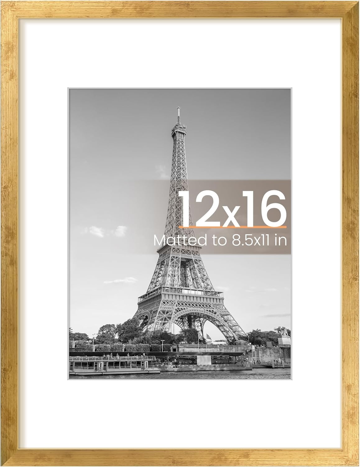 Upsimples 12x16 Picture Frame - Display 8.5x11 Photos with Mat or 12x16 Without Mat - Bronze Finish