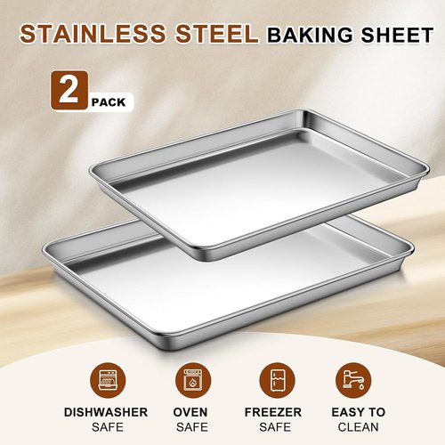 Commercial Grade Stainless Steel Baking Sheet Set by [Brand Name] - Thicker, Nonstick & Rust Resistant | 17.5''x13'' & 15.7''x12'' Sizes