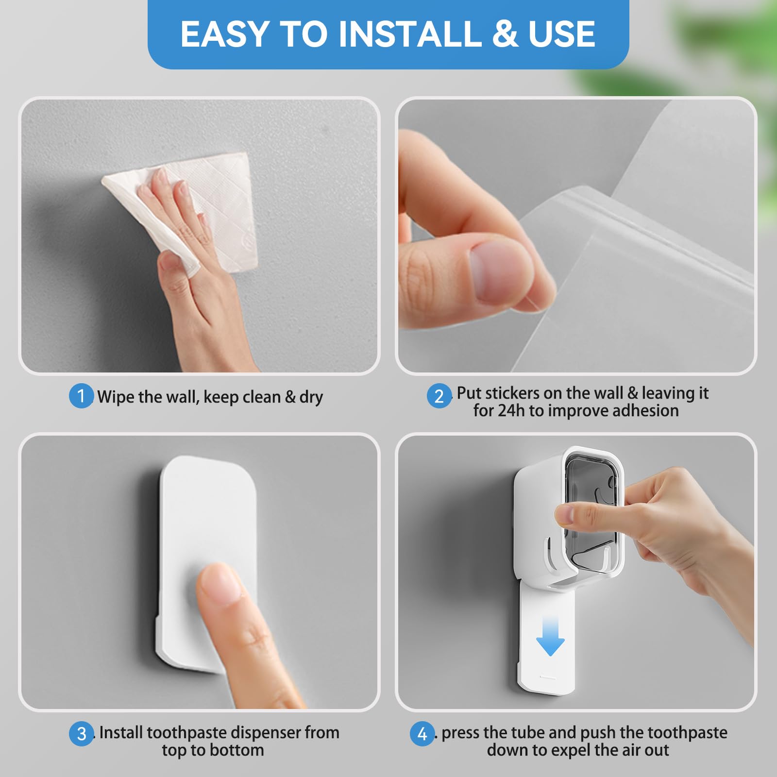 Toothbrush Holders for Bathroom【Innovation Single Slot Design】 2PCS Toothbrush Holder Wall Mounted with Cover for Shower, Single Toothbrush Dispenser Storage Organizer for Family & Travel