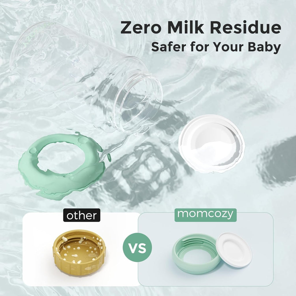 Momcozy Natural Baby Bottle - Wide-Neck, BPA-Free Breast Milk Storage | 11 oz, 4-Pack for Fridge & Cooler