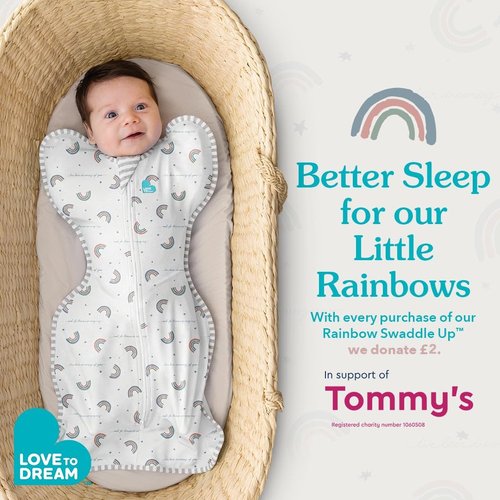 Love To Dream Swaddle UP - Baby Sleep Sack for Self-Soothing | 1.0 TOG, Medium 13-19lbs, Rainbow Dream