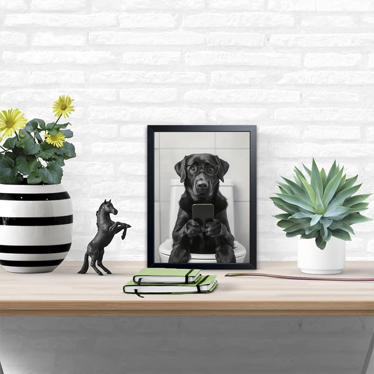 Regine Switzerland Funny Labrador Dog Canvas Print - Cute Bathroom Wall Art | 8x10 Inch Framed Decor