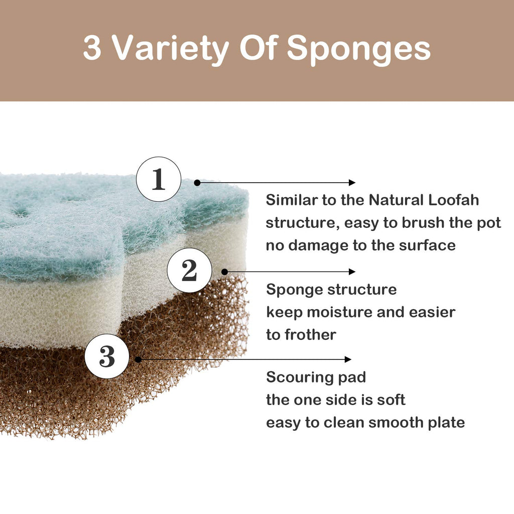 8 Pieces Cat Shape Kitchen Sponge Set Sink Double-Sided Cleaning Dish Sponge for Kitchen, Fruit, Plate, Bathroom, 4 Colors