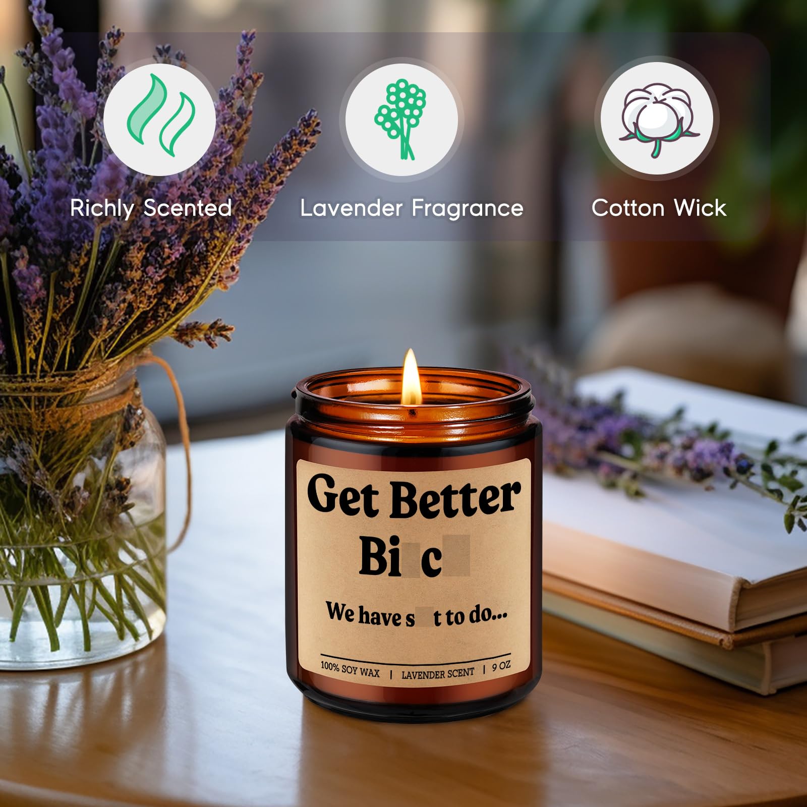GSPY Candles - Get Better Soon, Funny Get Well Gifts, Surgery Recovery Gifts for Women, Men - After Knee Hip Surgery, Hysterectomy Recovery, Mastectomy, Broken Leg, Injury, Cancer, Feel Better Ideas