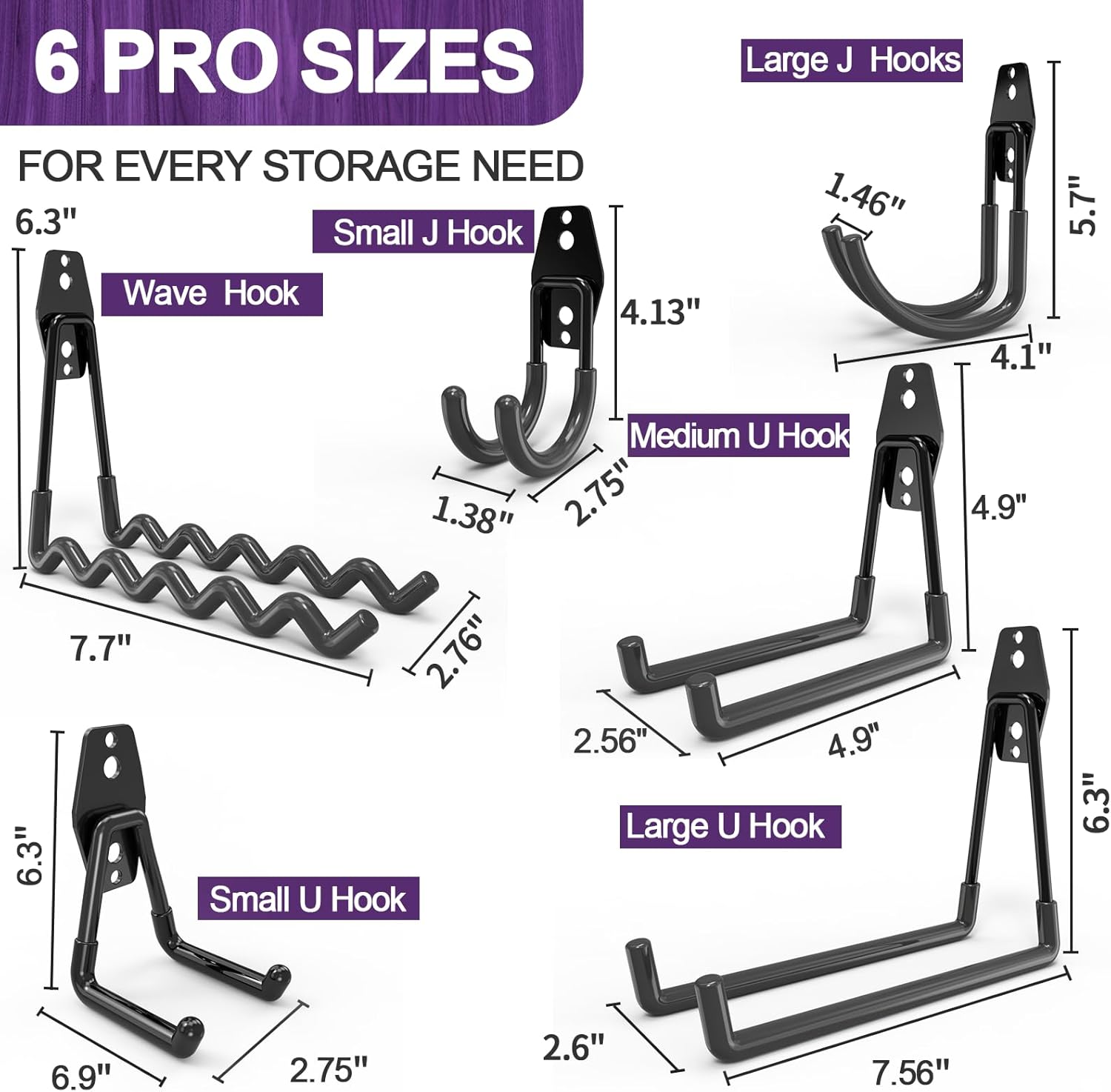 Skiennix Heavy Duty Garage Hooks - 16 Pack Wall Mount Storage Hangers for Tools & Ladders