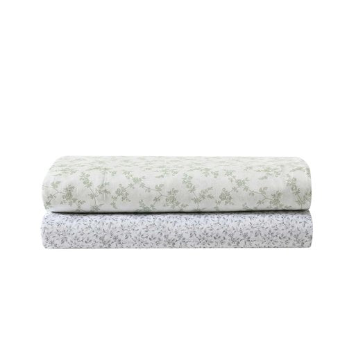 Laura Ashley - Queen Sheet Set, Buttery-Soft Bed Sheets with a Naturally Silky Smooth Cotton Sateen Lightweight Feel - Matching Pillowcases & Fitted Sheet (Fiona Green)