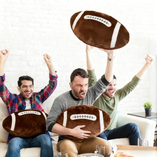 FPYWO 2 Pcs Football Pillow, Soft Football Plush Throw Pillows, Cute Football Decor for Couch Bedroom Game Day Party, Soft Fluffy Sports Decor Pillow, for Football Enthusiasts (20 Inch)