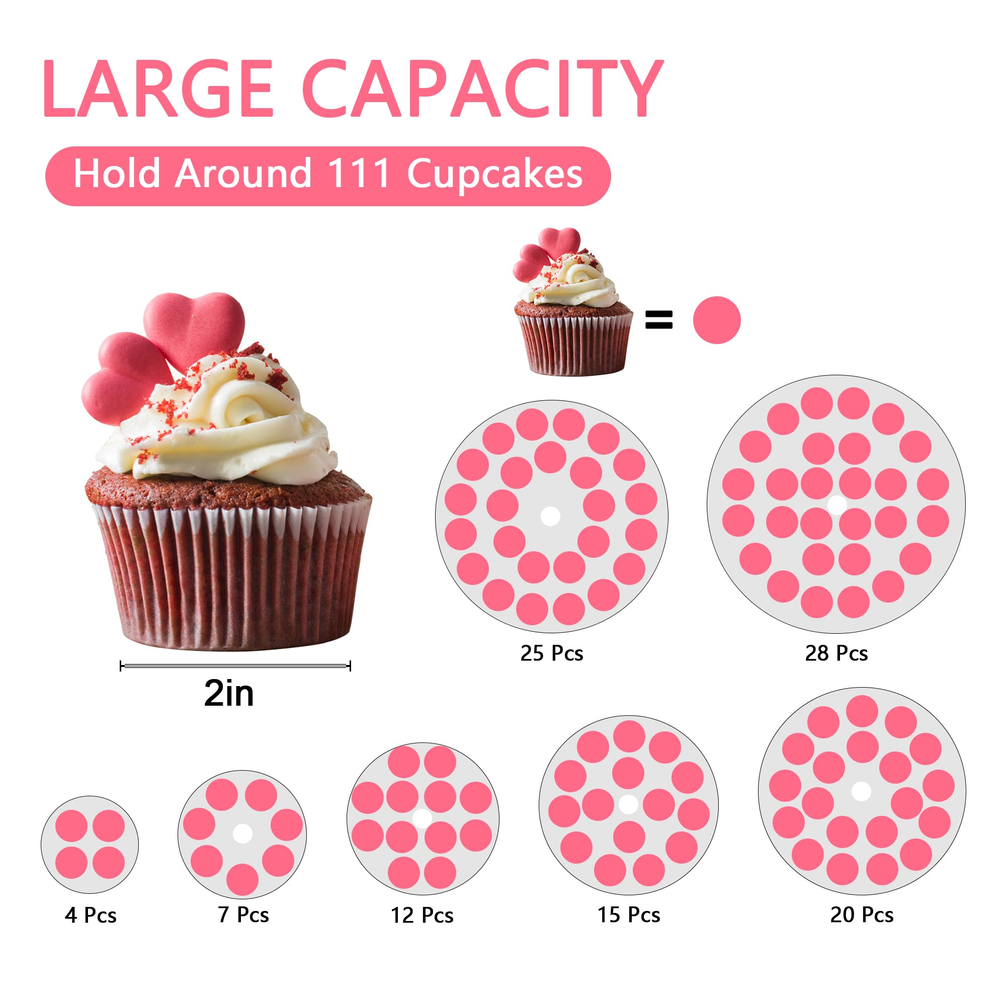 Large 7 Tier Cupcake Stand for 100 Cupcakes, Clear Round Cupcake Stands, Acrylic Wedding Cupcake Tower Stand, Cupcake Display Stand for Dessert Table, Cupcake Tier Stands