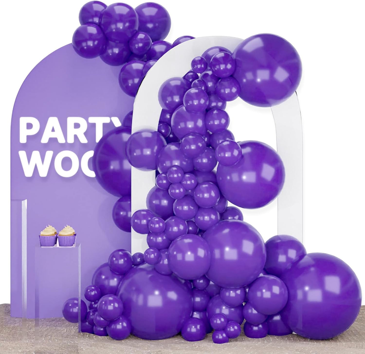 PartyWoo Dark Purple Balloons - 140-Piece Latex Balloon Arch Kit for Birthdays & Celebrations | 5-18 Inch Sizes