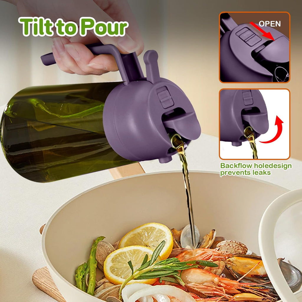 YARRAMATE 16oz Dark Green Oil Sprayer - Premium 2-in-1 Food-Grade Olive Oil Dispenser for Cooking & BBQ