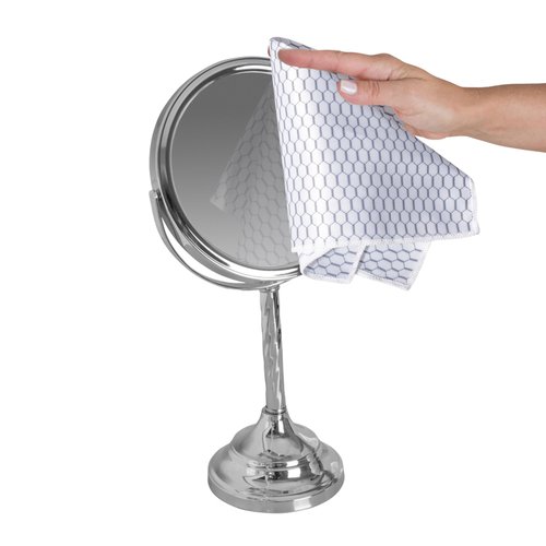 Casabella Lint-Free Microfiber Glass and Mirror Cleaning Cloths, White/Black (Set of 2)