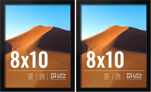 LaVie Home 8x10 Picture Frame - Classic Black Frame with HD Plexiglass | 2-Pack for Vertical/Horizontal Display