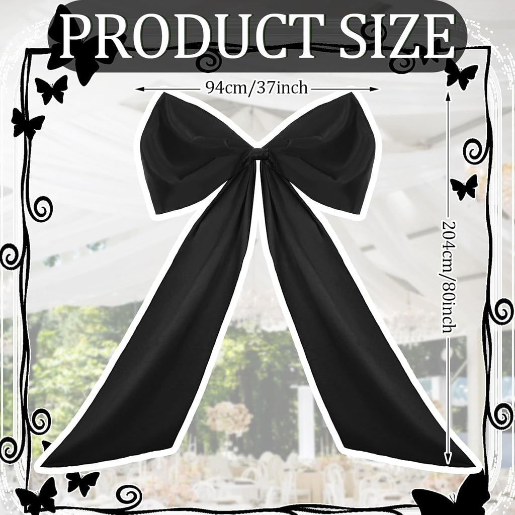 Wavwavw Giant Wall Bow Decorations - 39 x 72 Inch Ribbon Decor for Birthday, Baby Shower & Weddings | Black Polyester