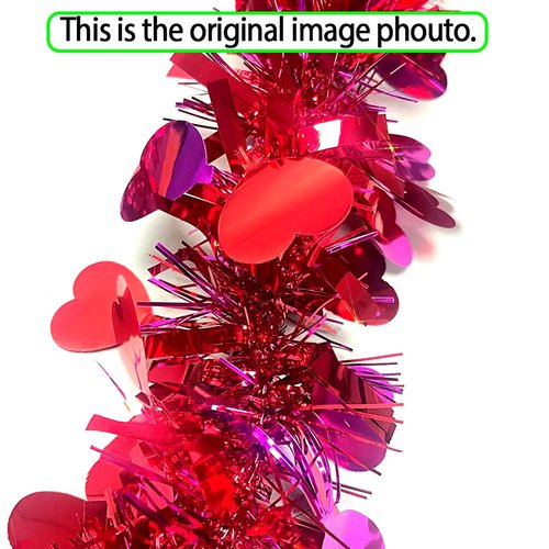 33 Ft Valentines Tinsel Garland Valentines Day Red & Rose Shiny Thick Metallic Heart Garland Valentine's Day Decorations for Valentine Home Indoor Outdoor Anniversary Wedding Hanging Decor Supplies