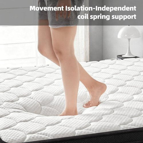 Twin Mattress 8 Inch Medium Firm Hybrid Mattress Twin Size Memory Foam Pocket Steel Springs Matress in a Box for All Sleep Positions Motion Isolation Ensure Comfortable Sleep (White, Twin 8 INCH)