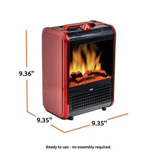 EZ-Heat 1,200-Watt Mini Fireplace Space Heater with Realistic 3D Flame, Stay-Cool Body, Carry Handle, Overheat Sensor, and Safety Tip-Over Switch, MTBNT-12