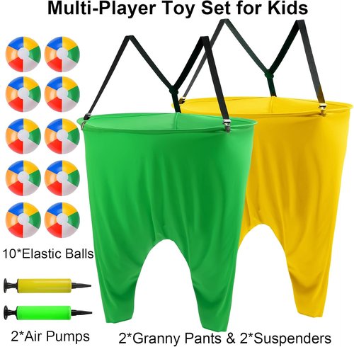 Granny Pants | 17-Piece Outdoor Tossing Game Set - 2 Oversized Pants, 10 Balls & 2 Air Pumps for Kids 4+