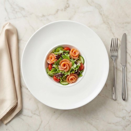 jinsongdafa Ceramics Rimmed Soup Bowls 8.8 oz, White 11.6 inch Exquisite small soup plate Set of 4, Pasta plates With Rim is the best choice for hotels, kitchens, fine restaurants and gourmets
