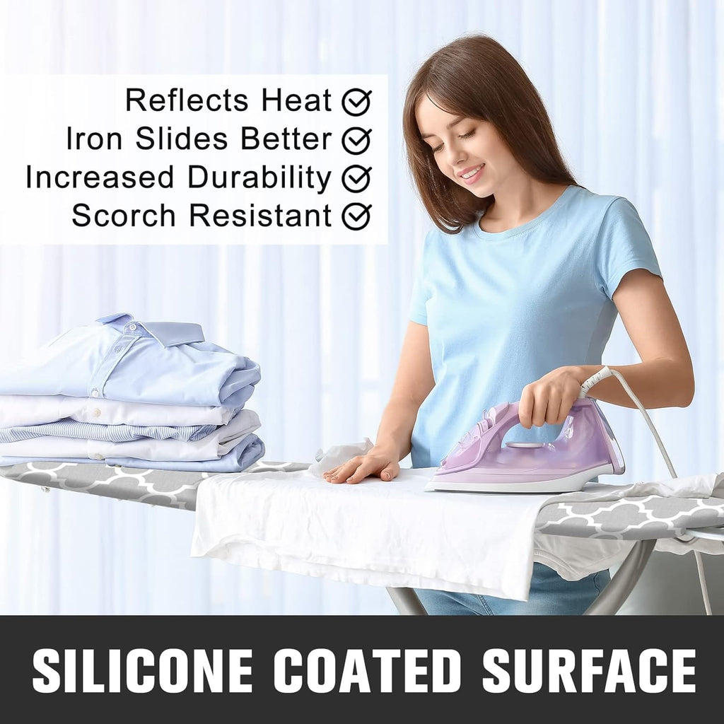 Skiennix Ironing Board Cover - Extra Thick 4-Layer Replacement Pad, 15" x 54", Scorch & Stain Resistant