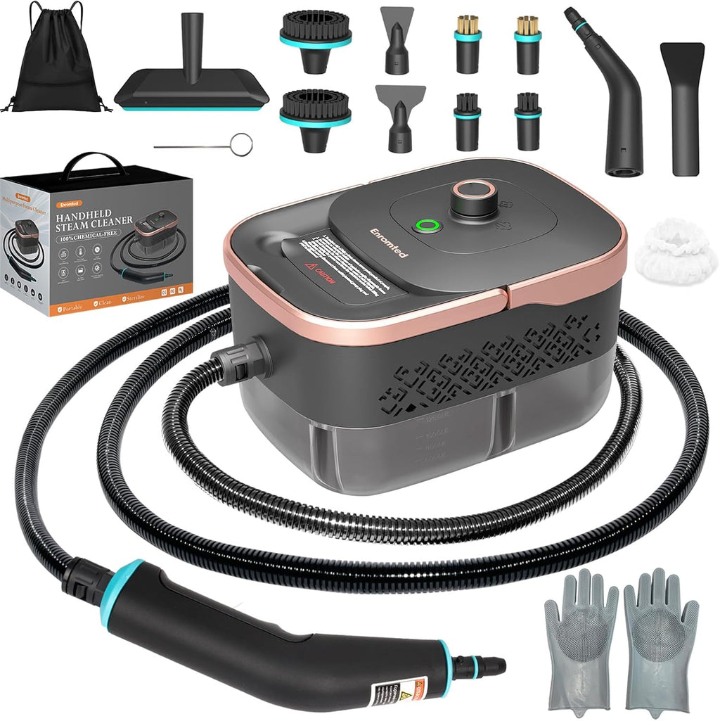 Skiennix Handheld Steam Cleaner - 15s Fast Heat-Up, 2500W Power, 42.27oz Tank | 15 Accessories for Home Cleaning