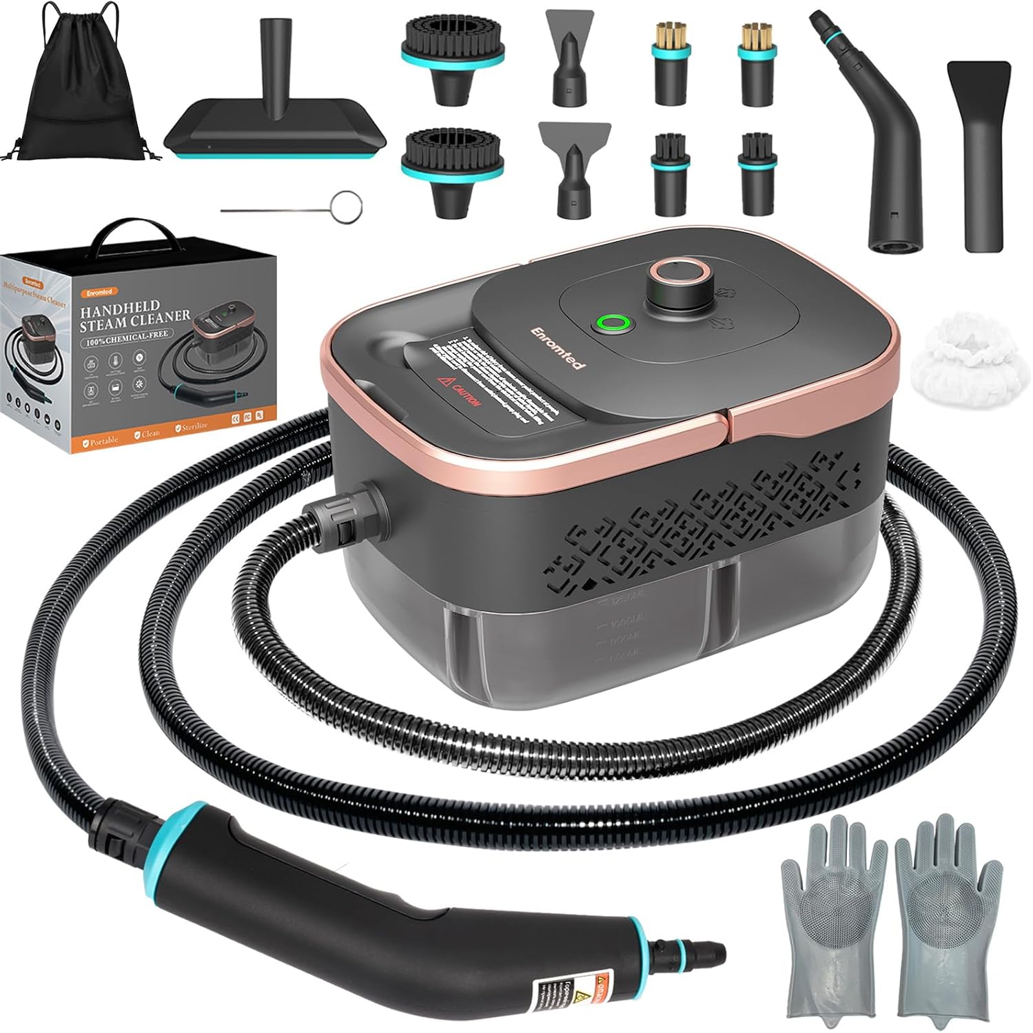Skiennix Handheld Steam Cleaner - 15s Fast Heat-Up, 2500W Power, 42.27oz Tank | 15 Accessories for Home Cleaning